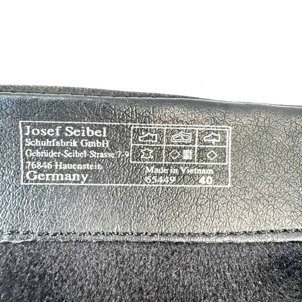 Josef Seibel Black Leather Tall Riding Boots Buckles Sz. 40 EU 9-9.5 US Side Zip